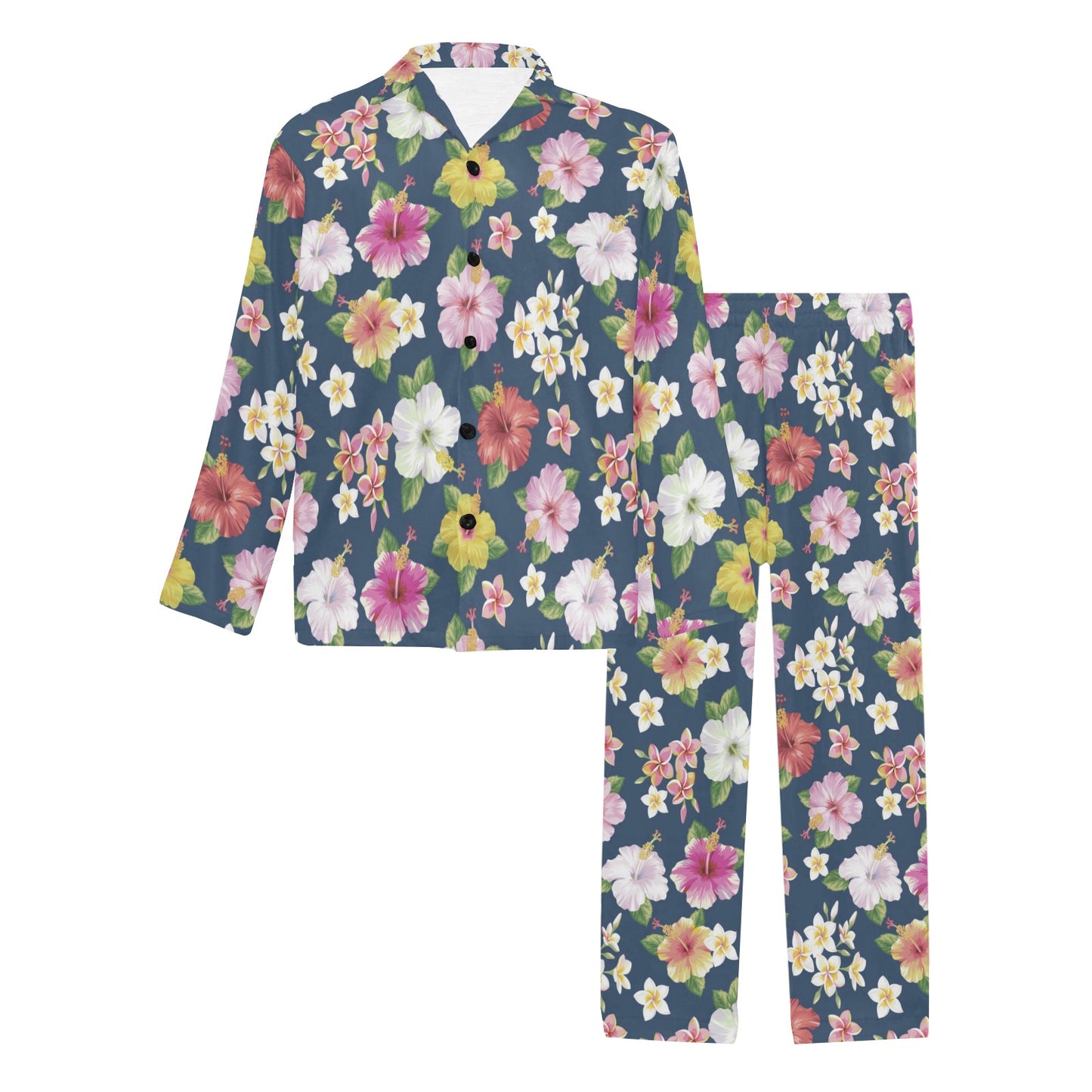 Hibiscus Sweet Print Design LKS304 Men's Long Pajama Set
