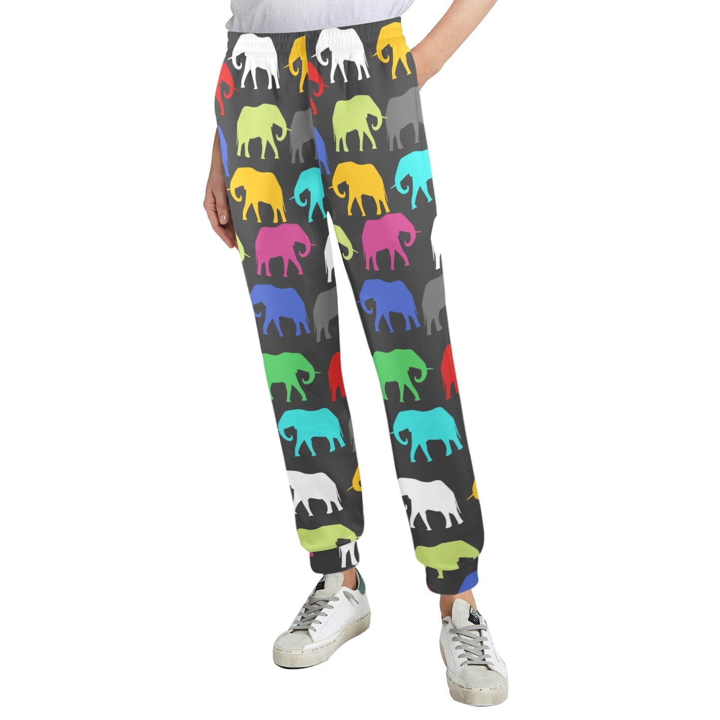 elephant colorful Design Print Pattern JJ0189 Women's Casual Track Pants