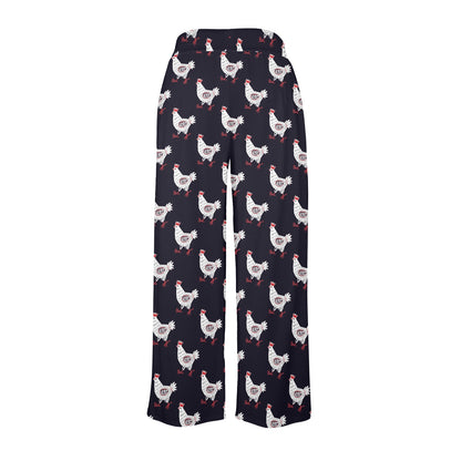 Chicken Pattern Print Design 03 Women's Wide Leg Lounge Pants