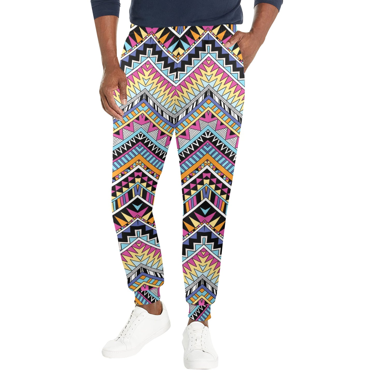 Multicolor zigzag Tribal Aztec Men's Casual Track Pants