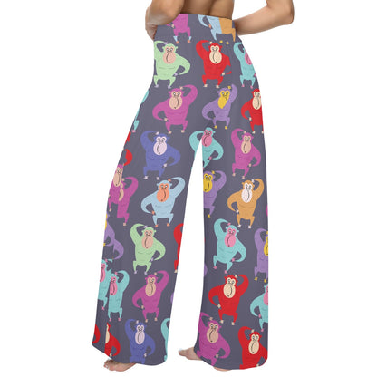 Chimpanzee Pattern Print Design 03 Women's Wide Leg Lounge Pants