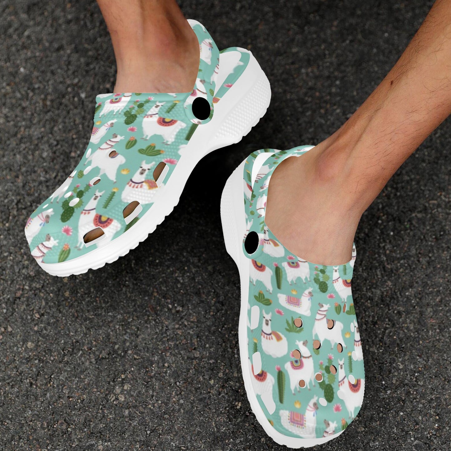 Llama with Cactus Themed Print Unisex Clogs Shoes