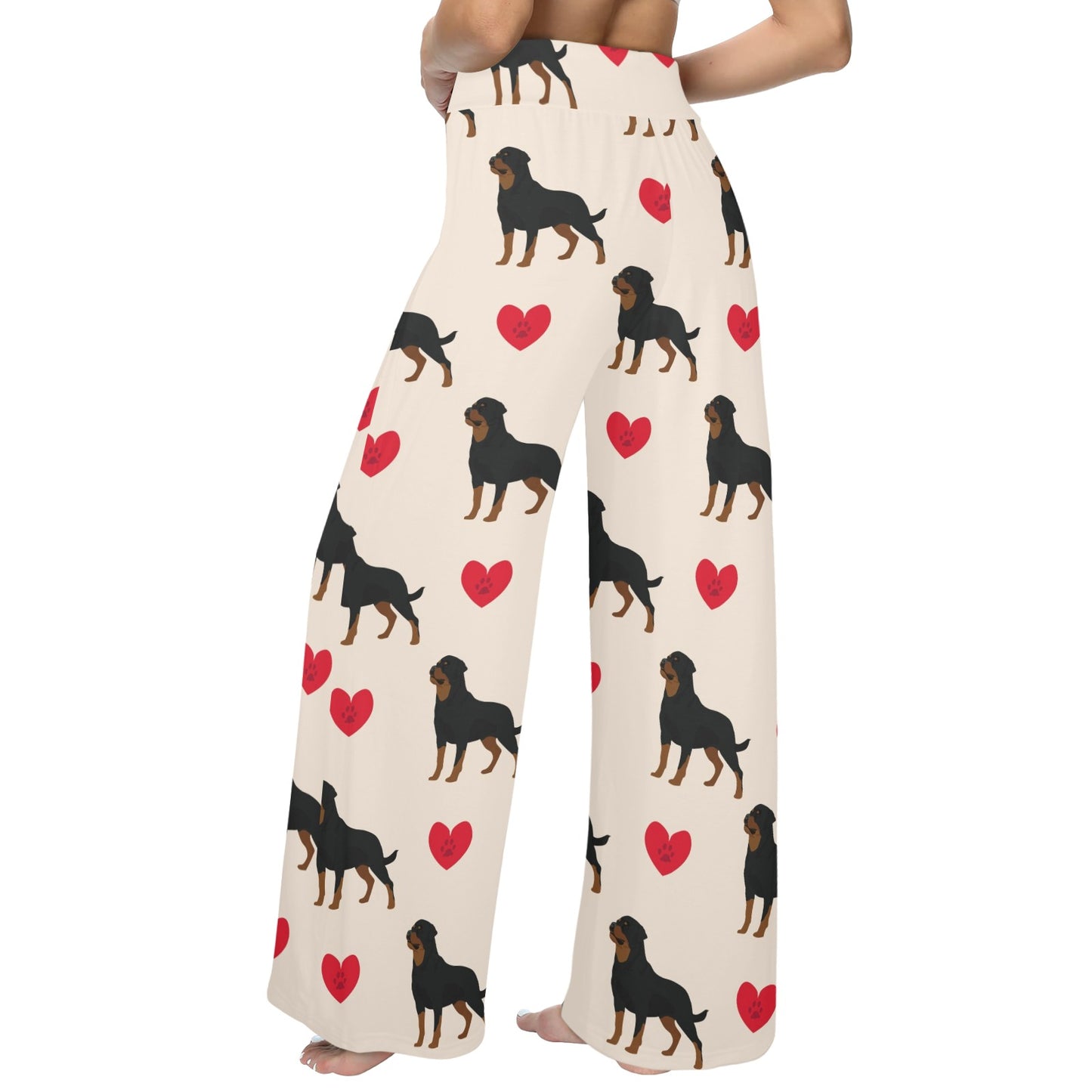 Rottweiler Pattern Print Design A02 Women's Wide Leg Lounge Pants