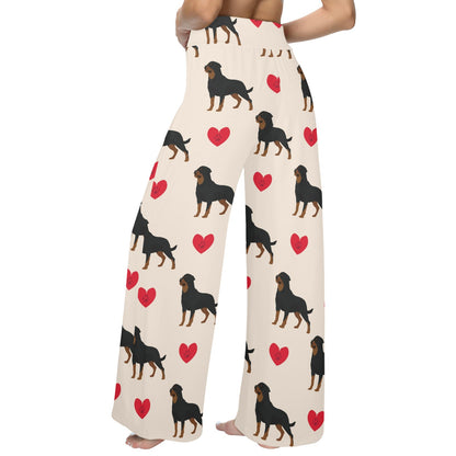 Rottweiler Pattern Print Design A02 Women's Wide Leg Lounge Pants