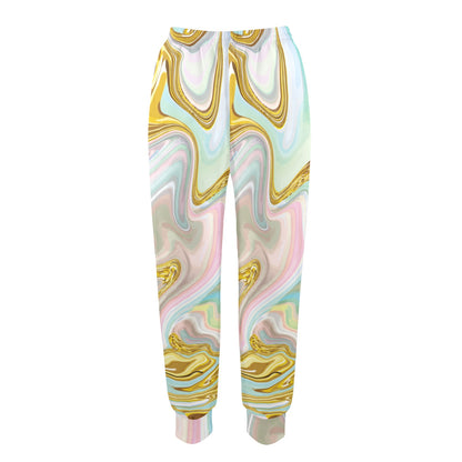 Gold Sweet Marble Women's Casual Track Pants