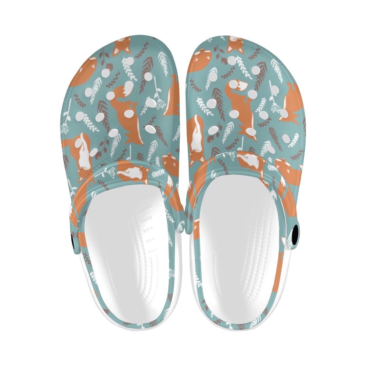 Fox Forest Print Pattern Unisex Clogs Shoes