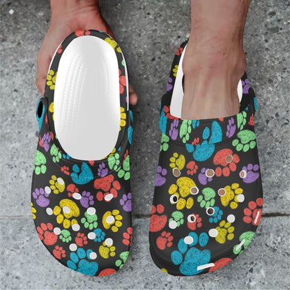 Paw Colorful Print Unisex Clogs Shoes