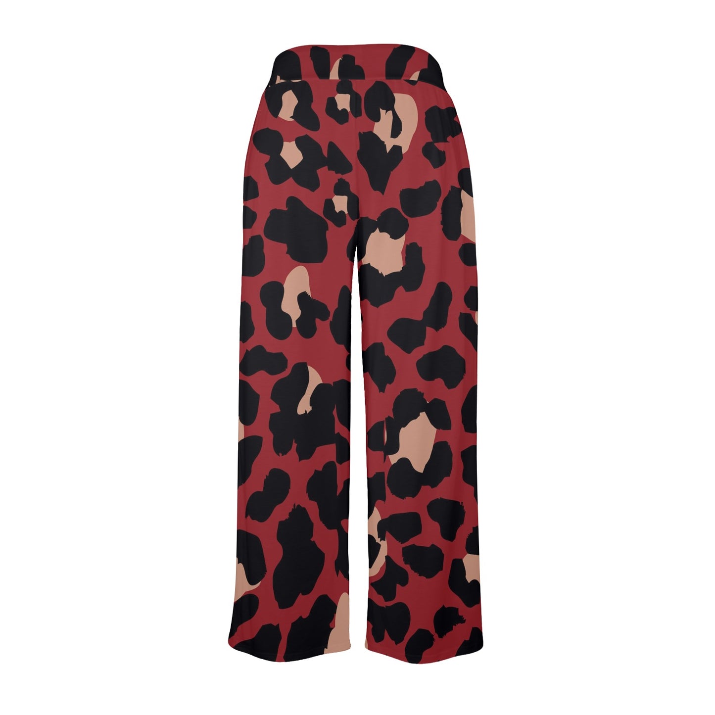 Cheetah Red Print Pattern Women's Wide Leg Lounge Pants