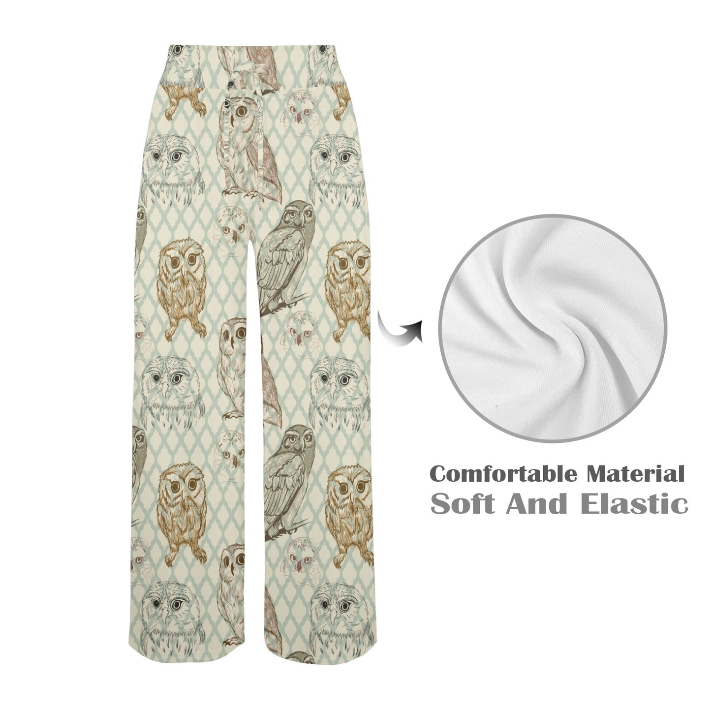 Owl Pattern Print Design A03 Women's Wide Leg Lounge Pants