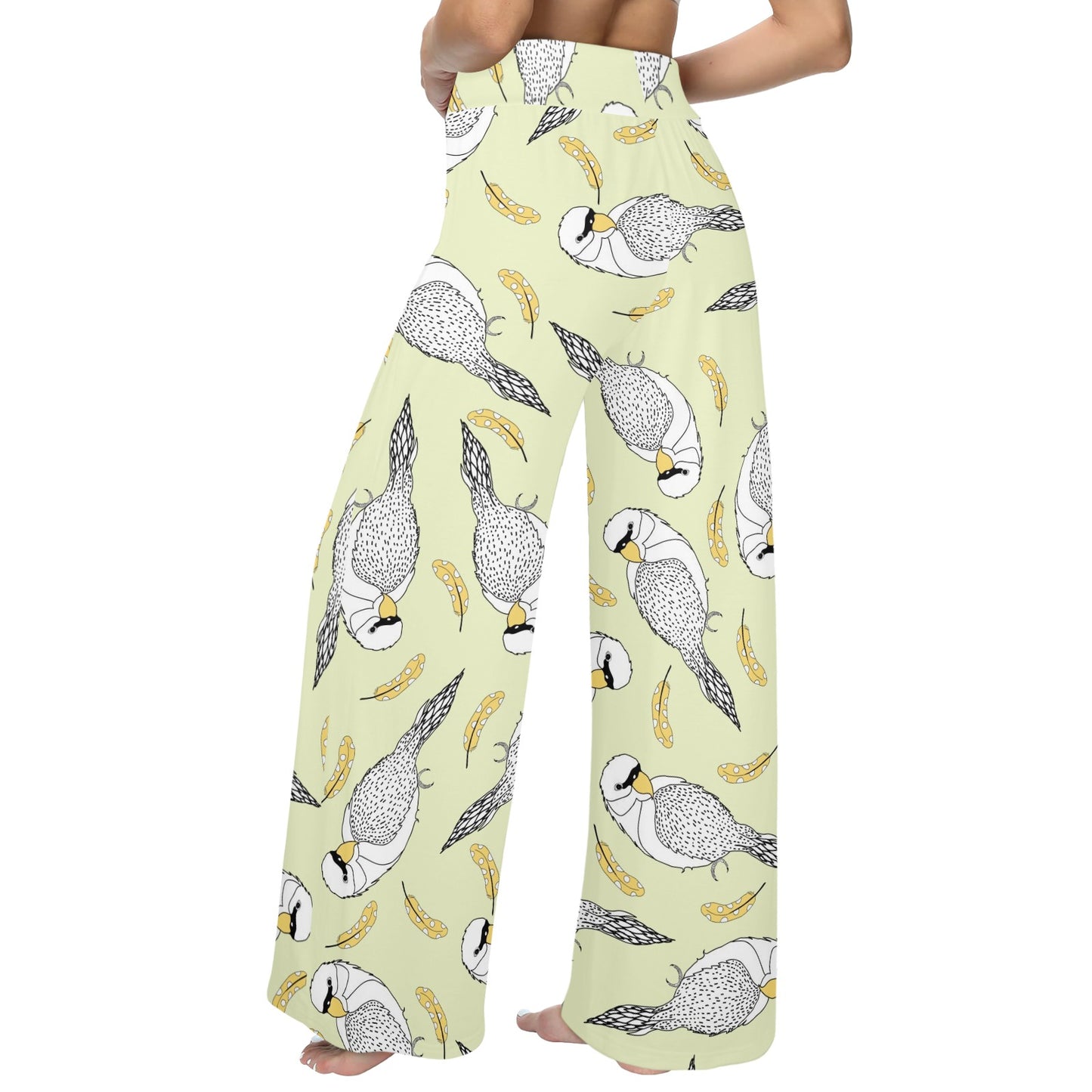 Parakeet Pattern Print Design A03 Women's Wide Leg Lounge Pants