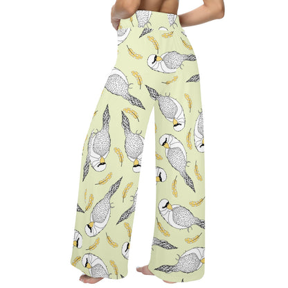Parakeet Pattern Print Design A03 Women's Wide Leg Lounge Pants