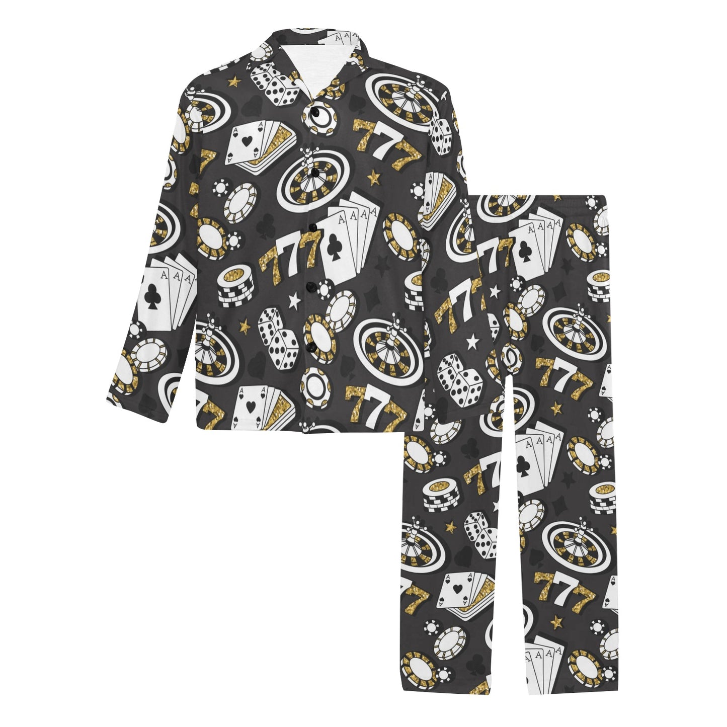 Casino Pattern Print Design 05 Men's Long Pajama Set