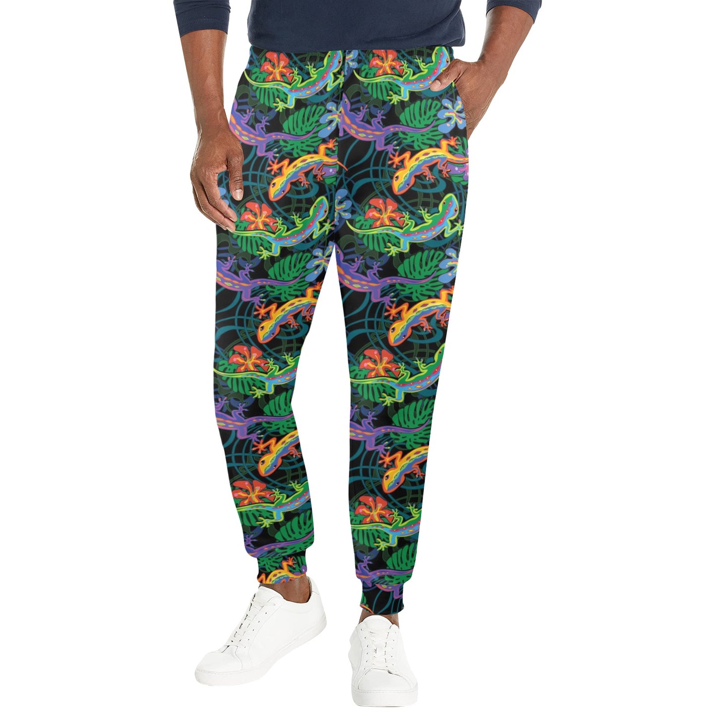 Gecko Colorful Pattern Print Design 01 Men's Casual Track Pants