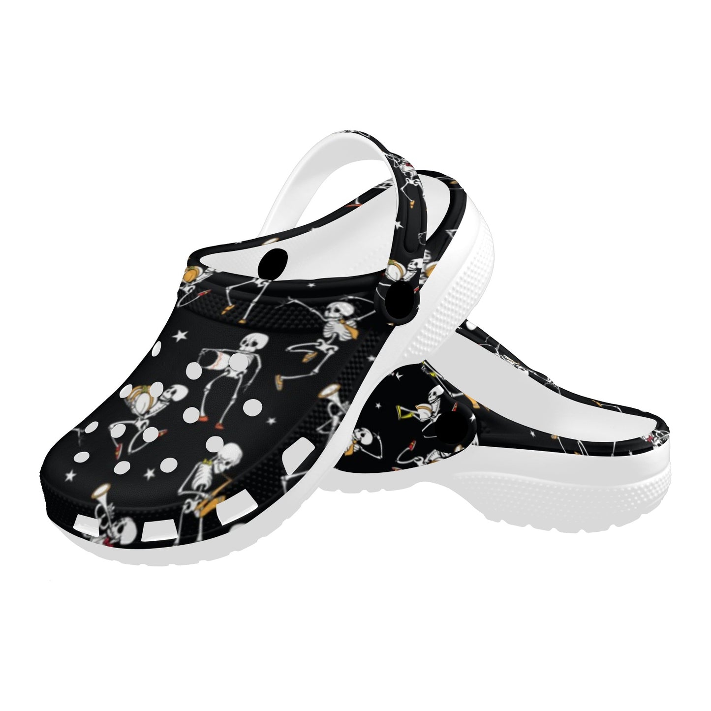 Skeleton Dance Print Unisex Clogs Shoes