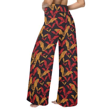 Bat Pattern Print Design 01 Women's Wide Leg Lounge Pants
