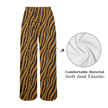 Tiger Knit Skin Zip Up Hoodie Women's Wide Leg Lounge Pants