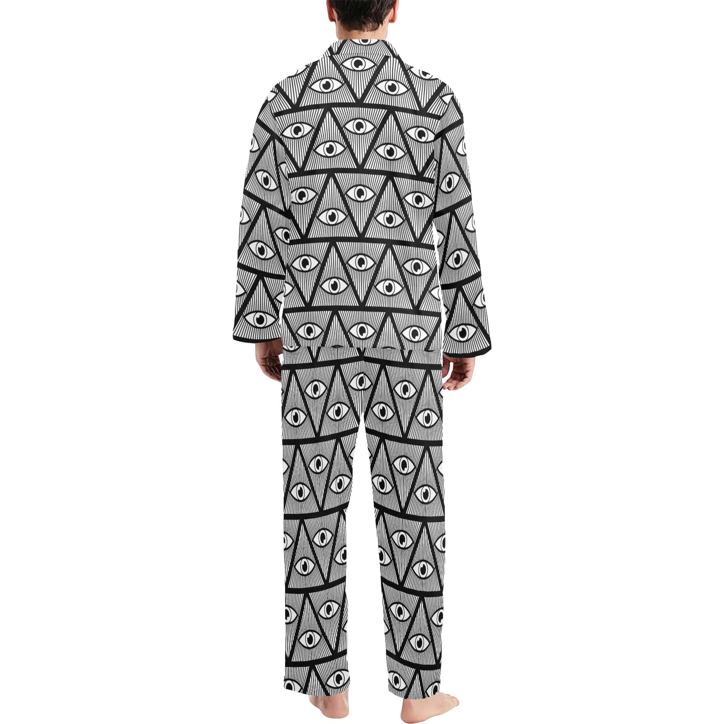 Third Eye Pattern Print Design LKS304 Men's Long Pajama Set