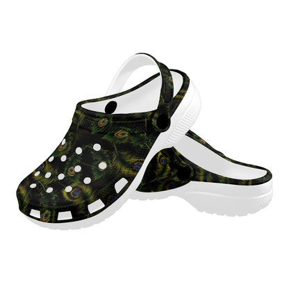 Peacock Feather Pattern Design Print Unisex Clogs Shoes