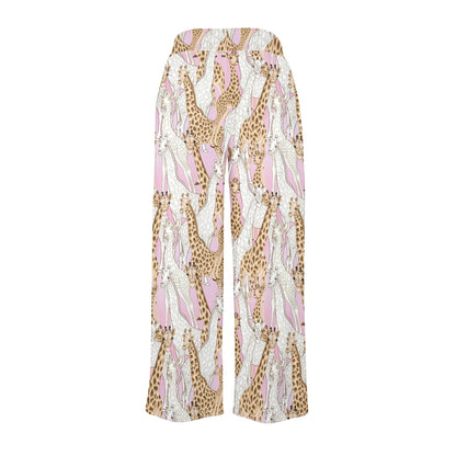 giraffe Design Print Pattern JJ0269 Women's Wide Leg Lounge Pants