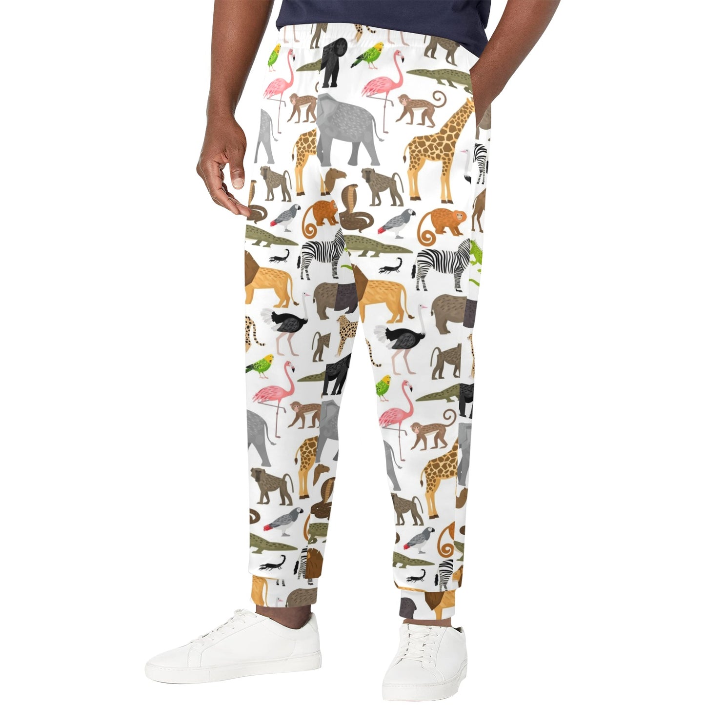 Zoo Animal Design Print Pattern JJ0412 Men's Casual Track Pants