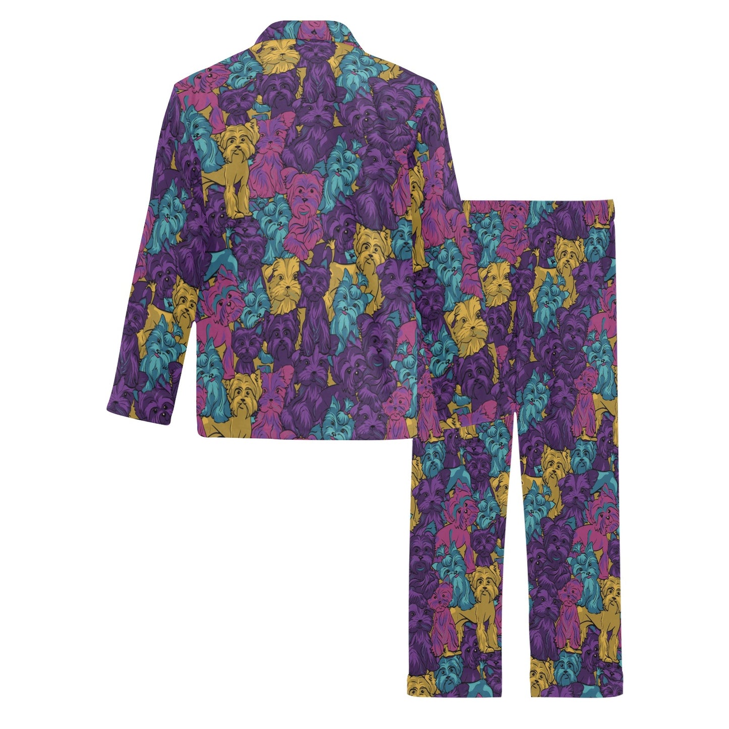 Yorkshire Terriers Print Design LKS3010 Men's Long Pajama Set