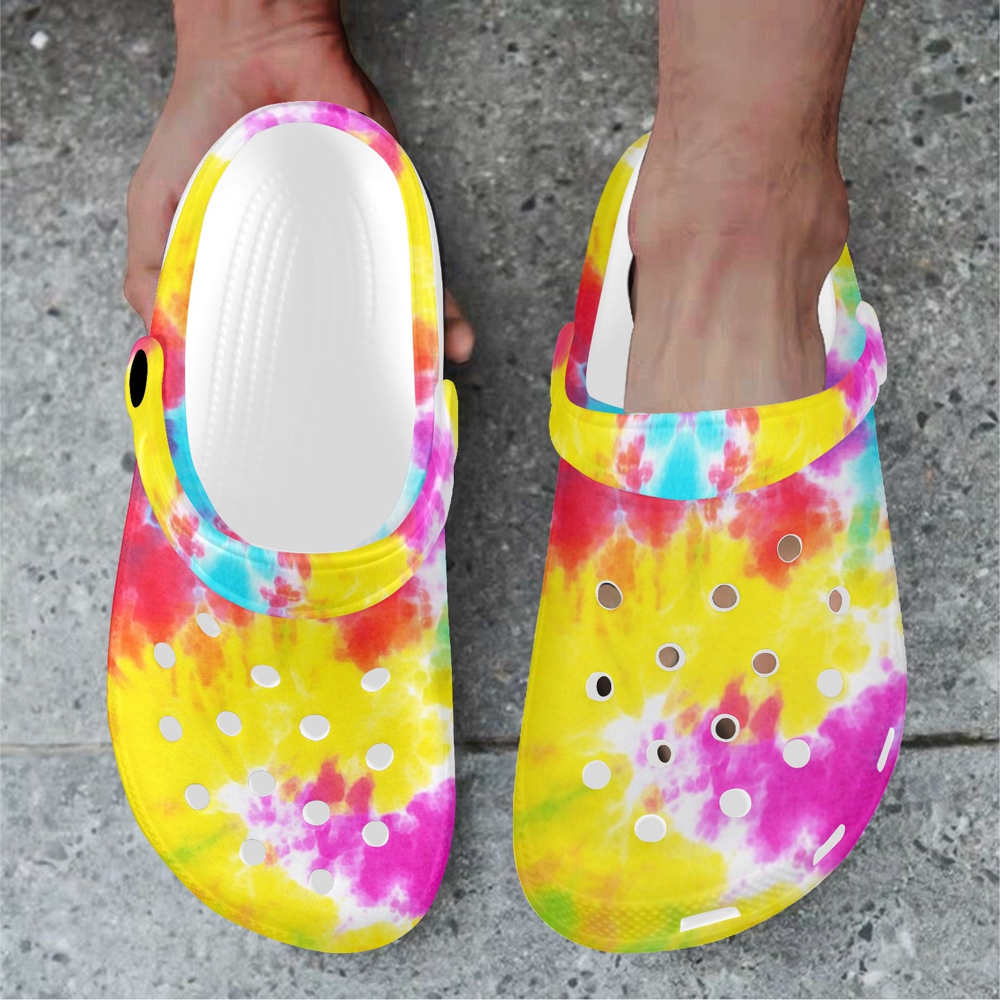 Tie Dye Rainbow Themed Print Unisex Clogs Shoes