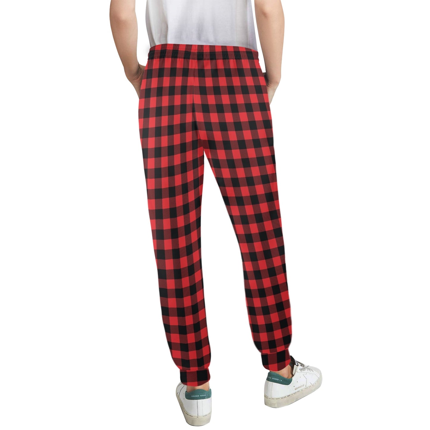 Red Black Buffalo Tartan Plaid Pattern Women's Casual Track Pants