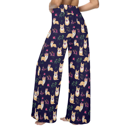 Pembroke Welsh Corgis Pattern Print Design A06 Women's Wide Leg Lounge Pants