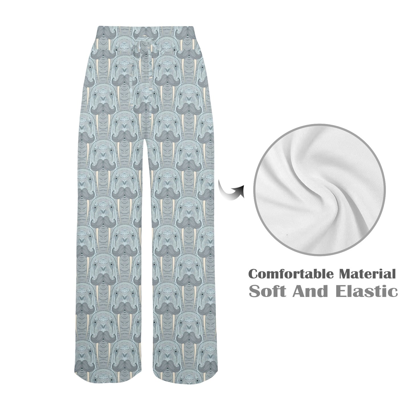 Walrus Print Design LKS402 Women's Wide Leg Lounge Pants