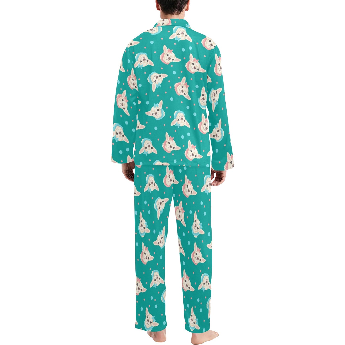 Chihuahua Polka Dot Pattern Men's Long Pajama Set