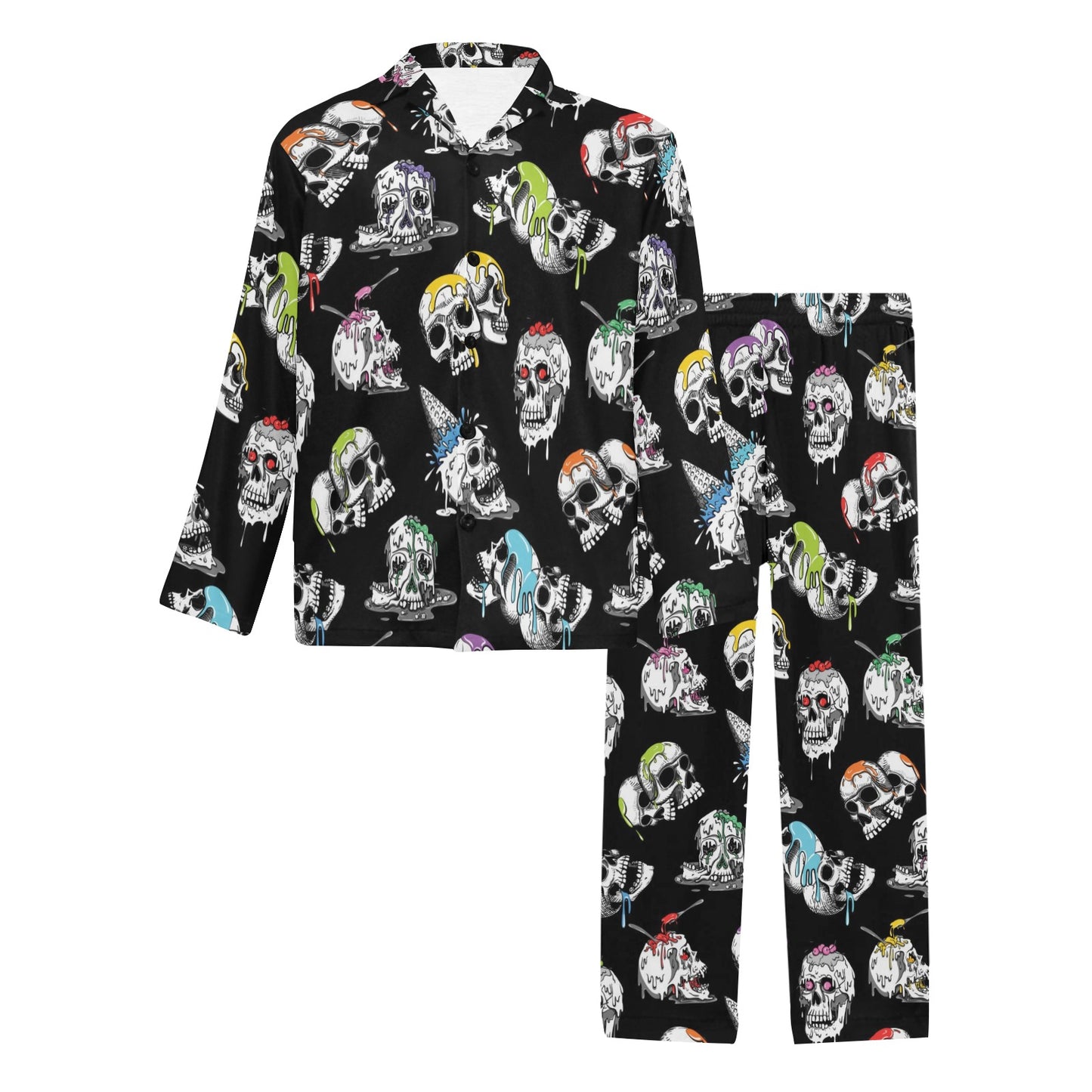 Skull Print Design LKS3013 Men's Long Pajama Set