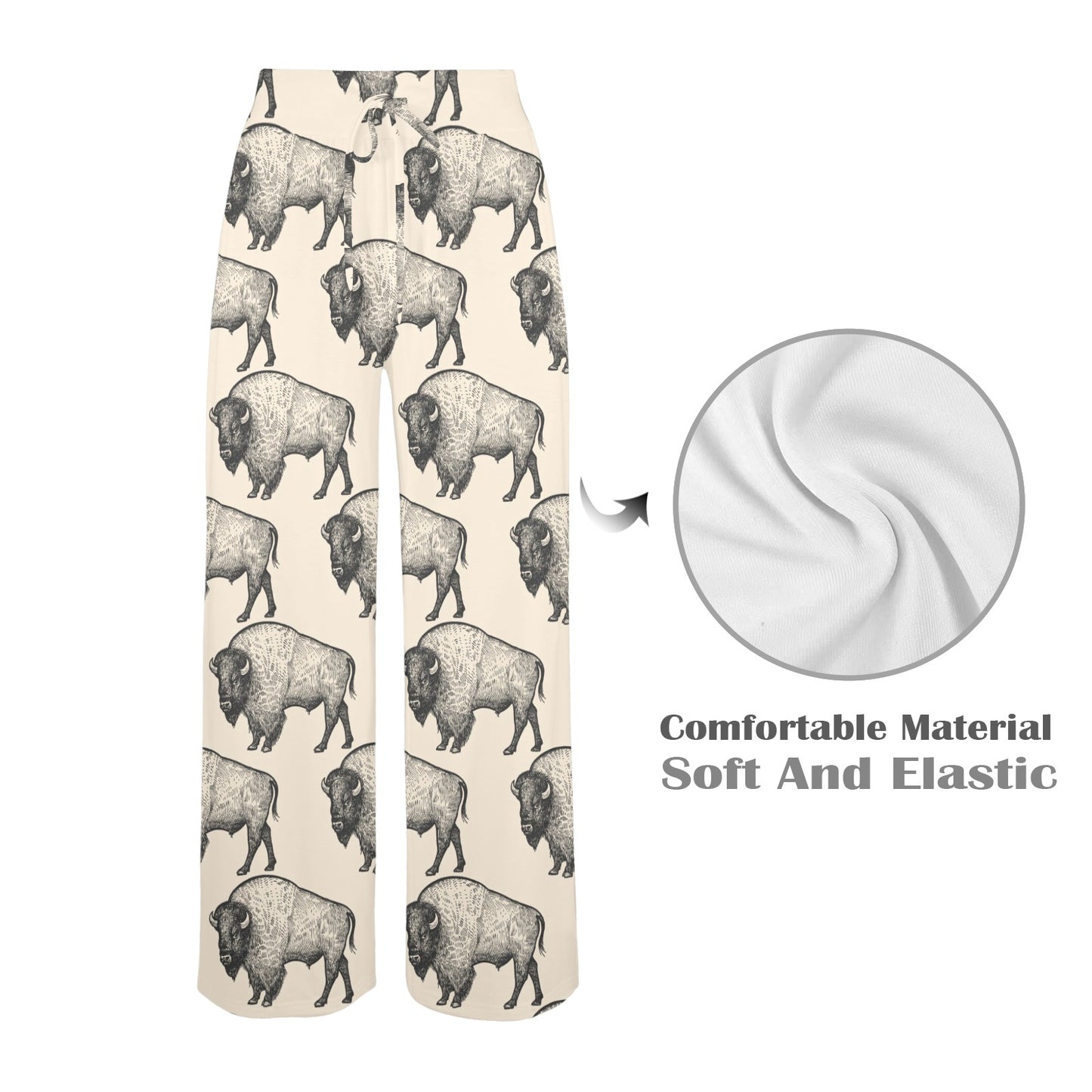 Bison Pattern Print Design 02 Women's Wide Leg Lounge Pants