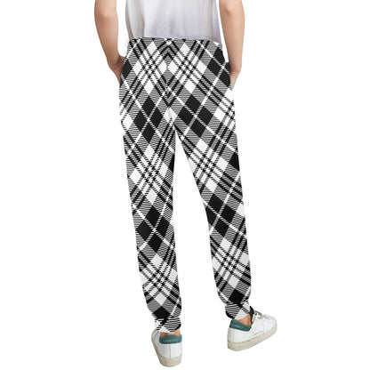 Plaid Black White Pattern Print Design A02 Women's Casual Track Pants