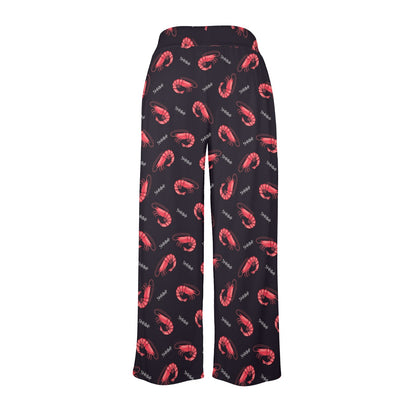 Shrimp Print Design LKS302 Women's Wide Leg Lounge Pants