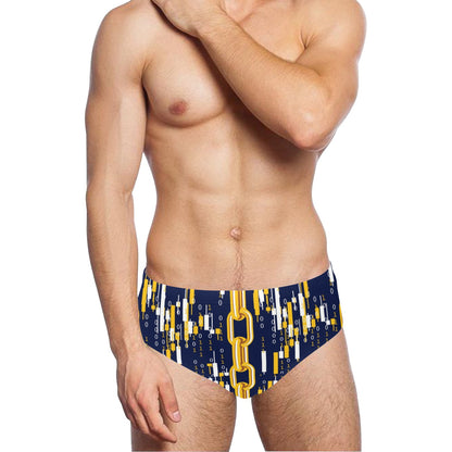 Cryptocurrency Chain Pattern Print Design 03 Men's Swimming Briefs
