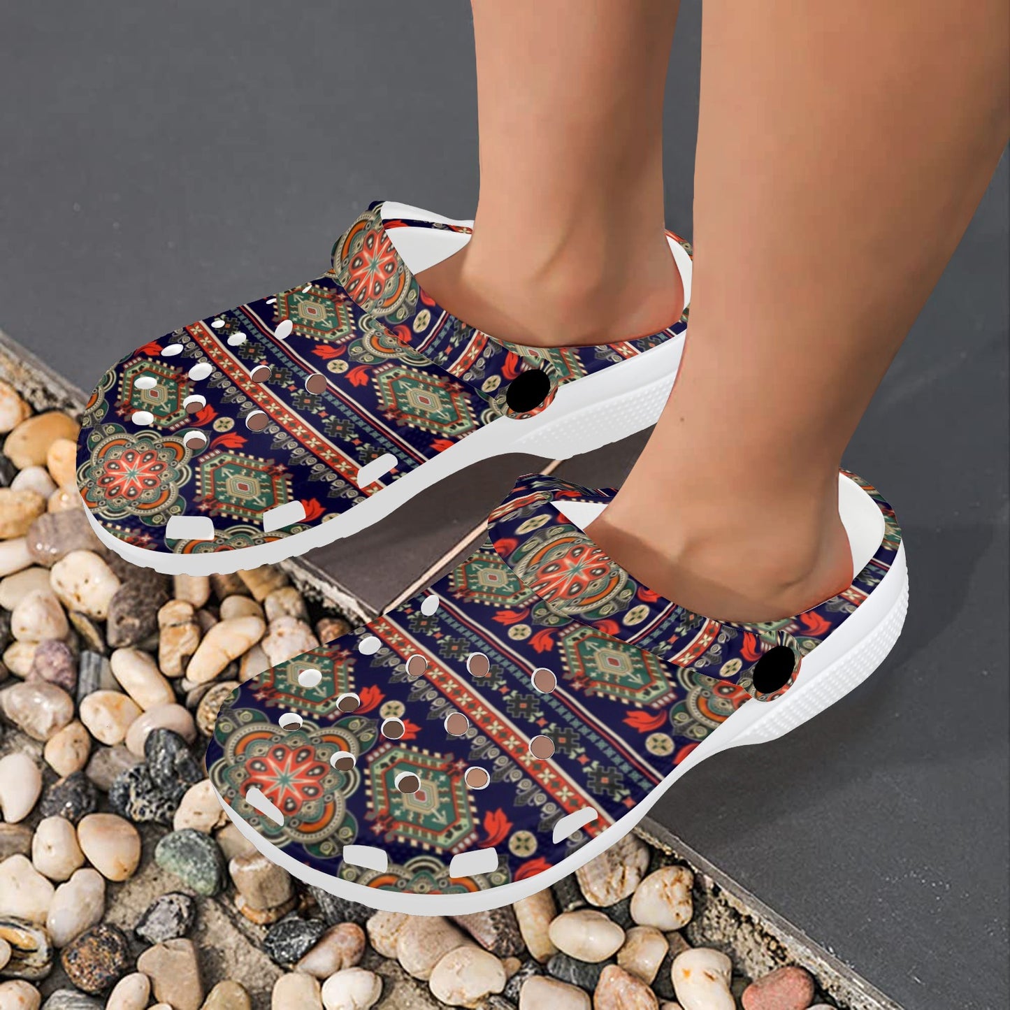 Ethnic Geometric Print Pattern Unisex Clogs Shoes