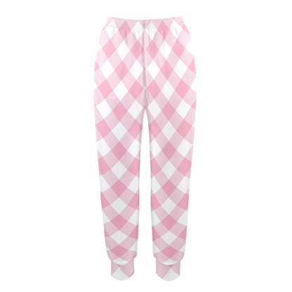 Gingham Pink Pattern Print Design 02 Women's Casual Track Pants