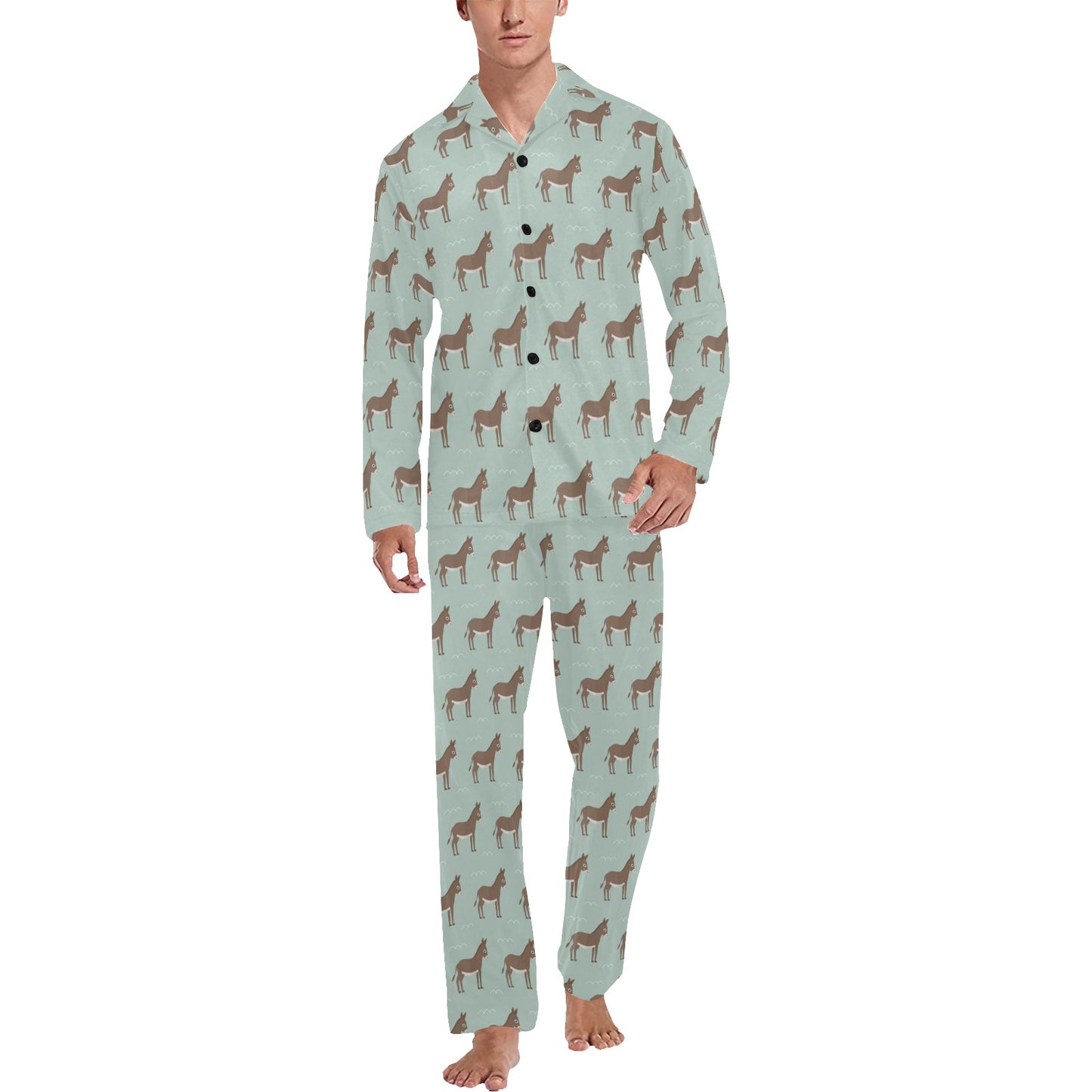 Donkey Print Design LKS402 Men's Long Pajama Set