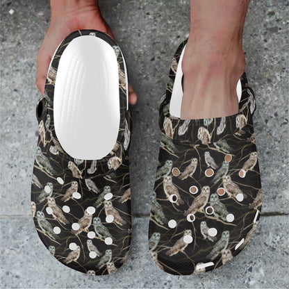 Owl Branch Themed Design Print Unisex Clogs Shoes