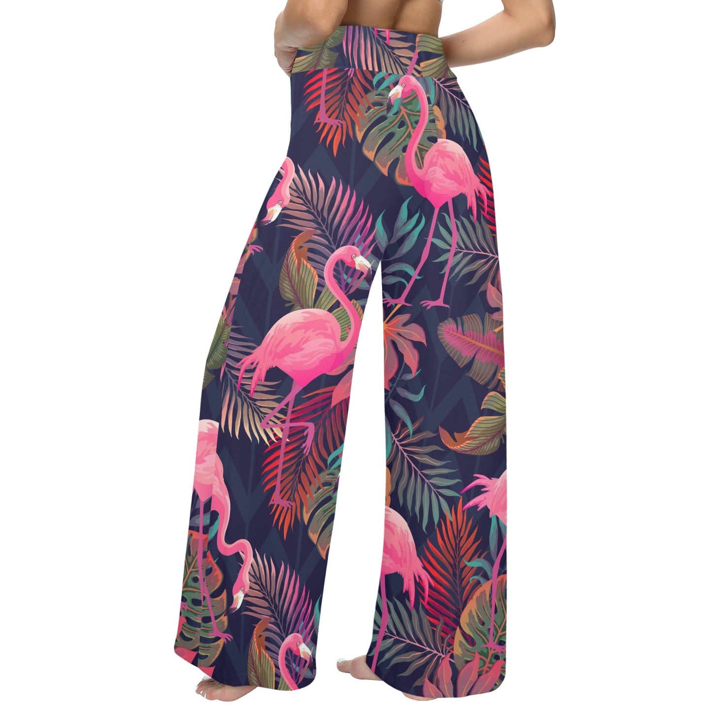 Flamingo Tropical Pattern Women's Wide Leg Lounge Pants