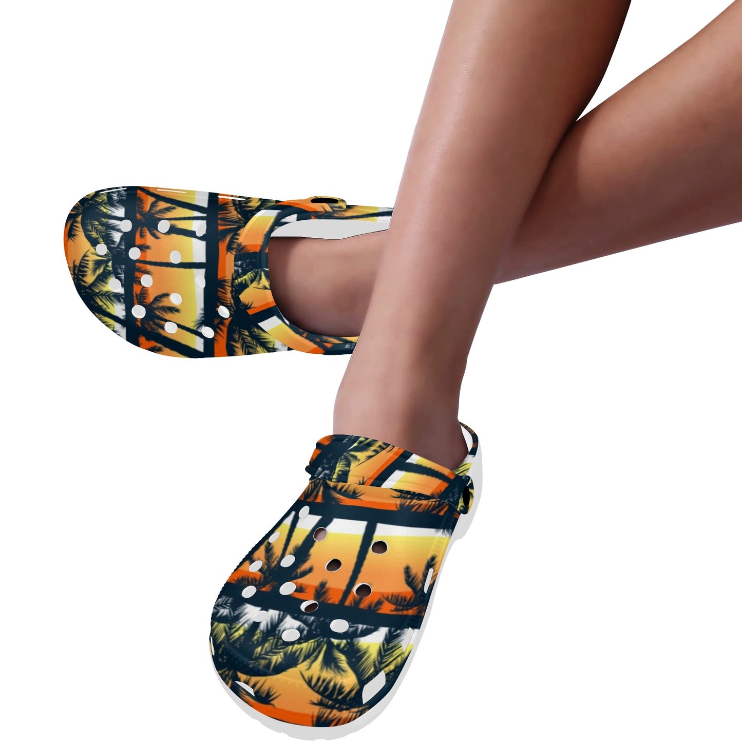 Palm Tree Sunset Design Print Unisex Clogs Shoes