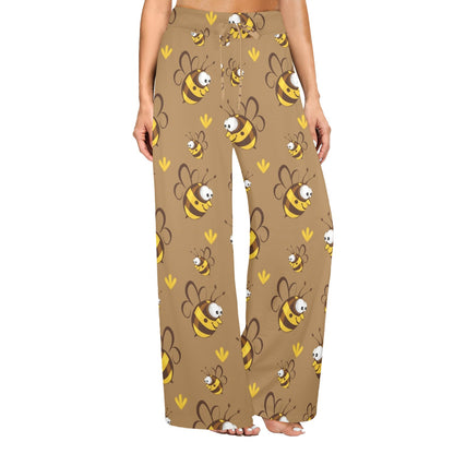 Bee Pattern Print Design BEE09 Women's Wide Leg Lounge Pants