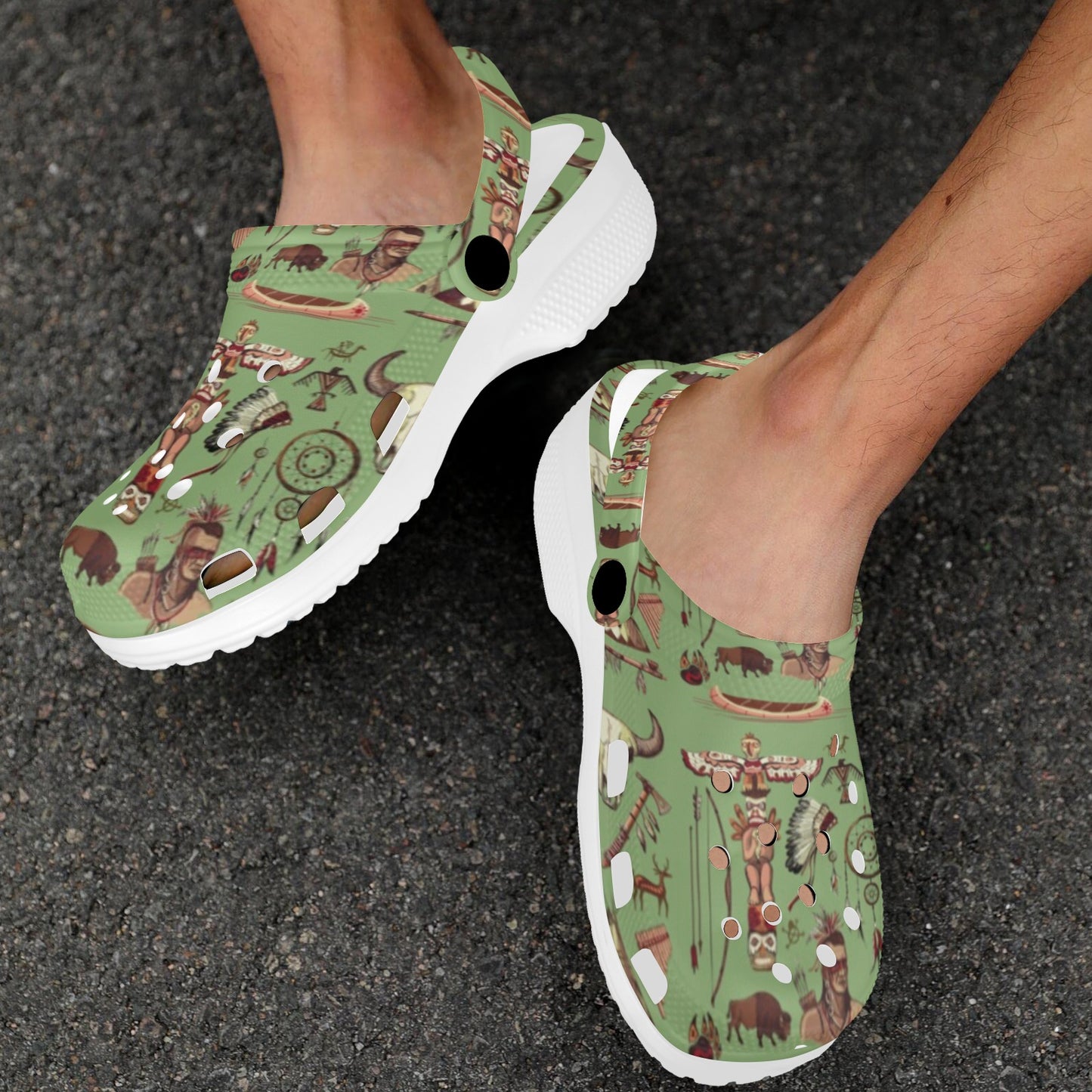 Native Indian Themed Design Print Unisex Clogs Shoes