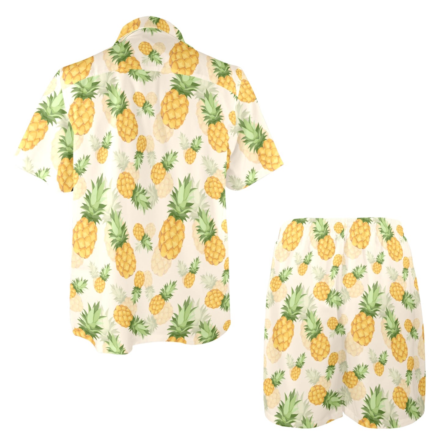Vintage Pineapple Tropical Shower Curtain Men's Beach Shirt and Shorts Set