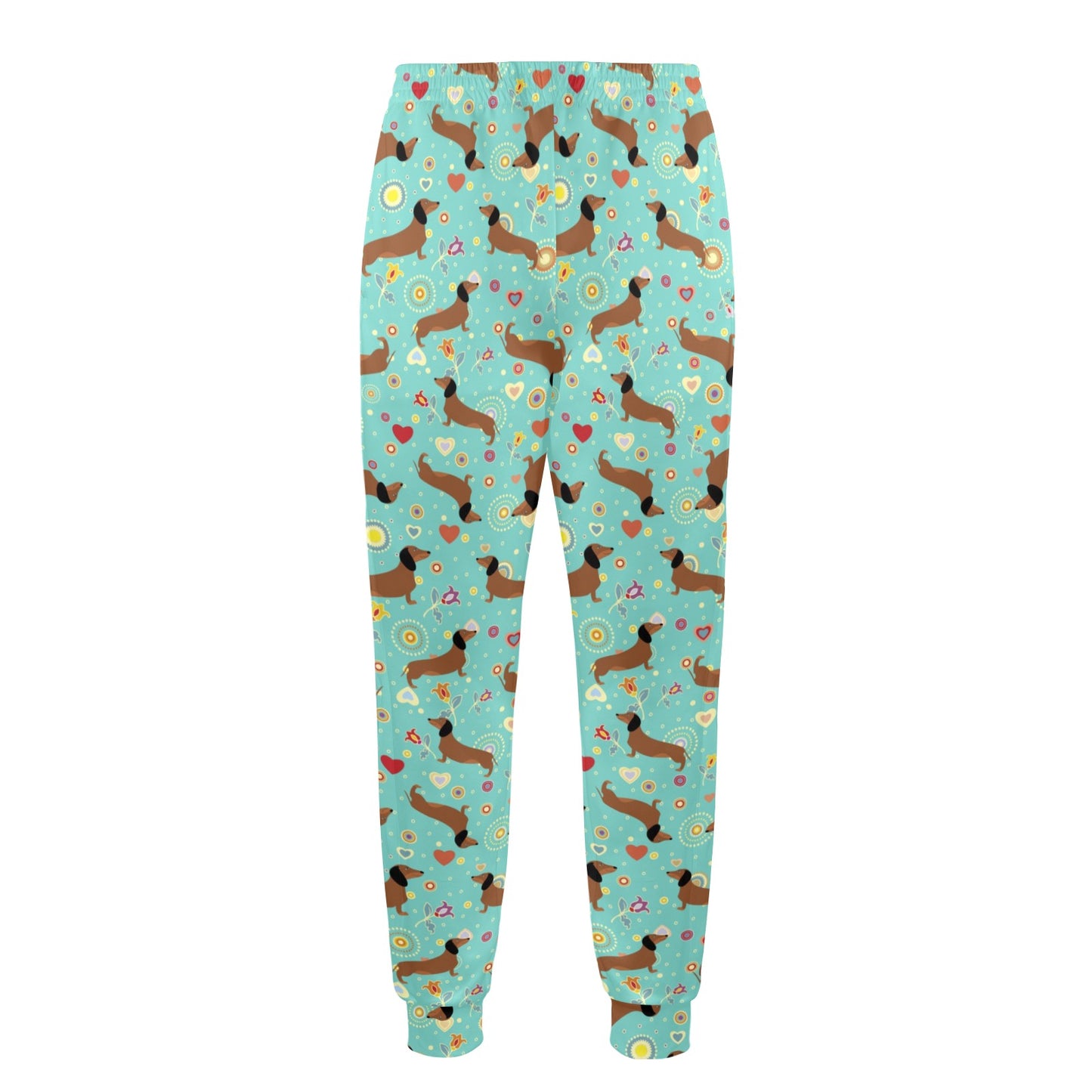 Dachshund with Floral Print Pattern Men's Casual Track Pants