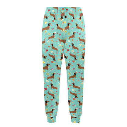 Dachshund with Floral Print Pattern Men's Casual Track Pants