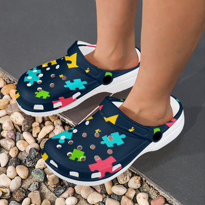 Autism Awareness Colorful Design Print Unisex Clogs Shoes