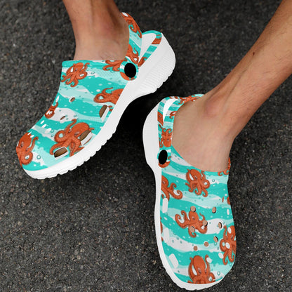Octopus Cute Design Print Themed Unisex Clogs Shoes