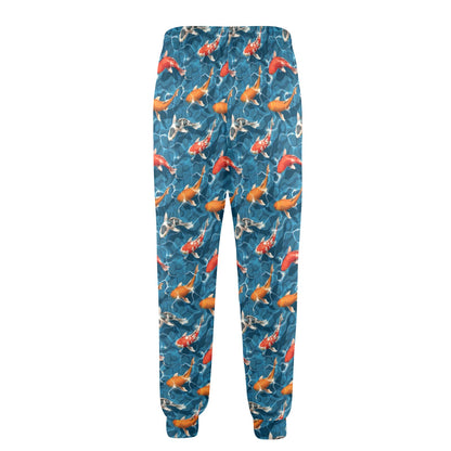 Koi Carp Water Design Themed Print Men's Casual Track Pants