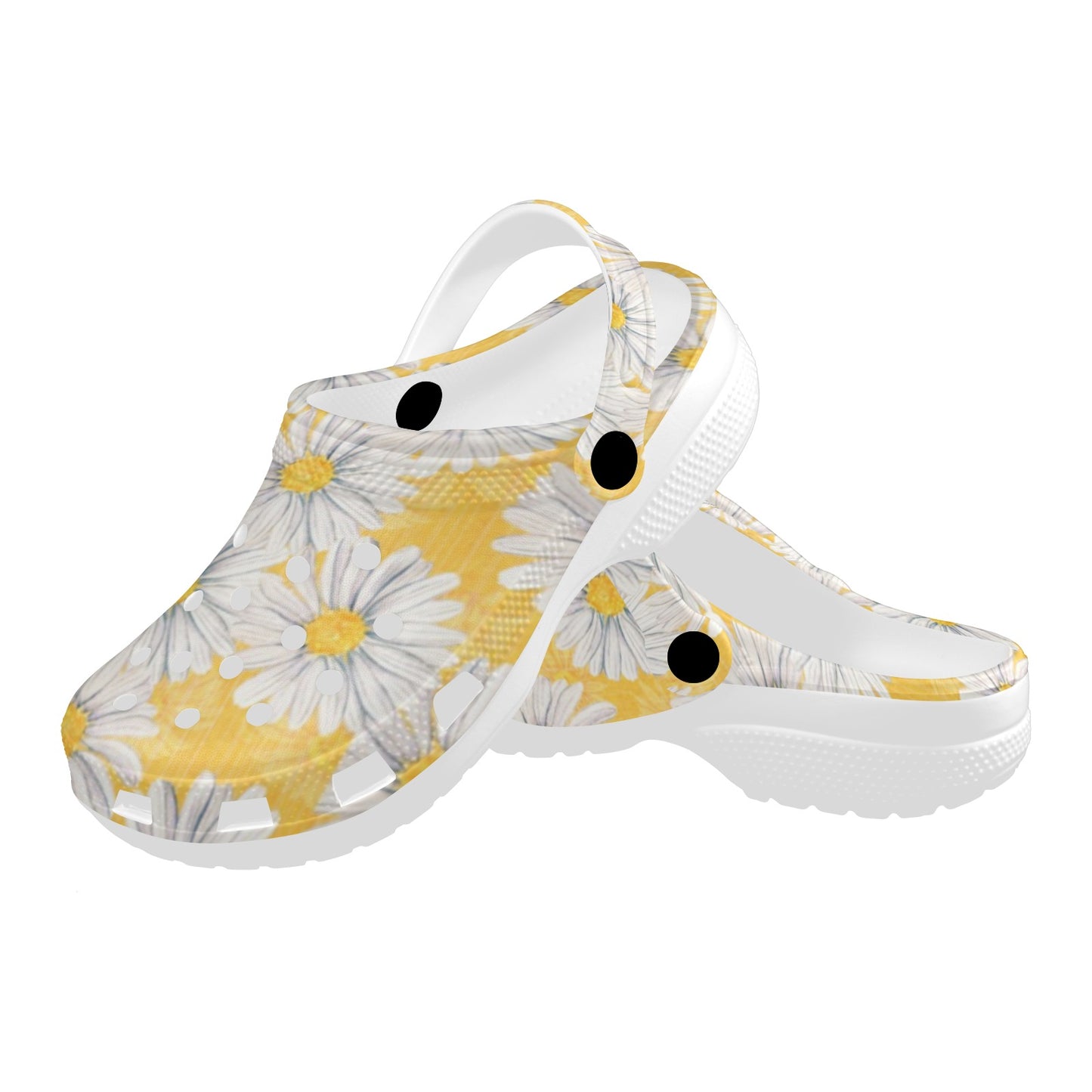 Daisy Yellow Watercolor Print Pattern Unisex Clogs Shoes